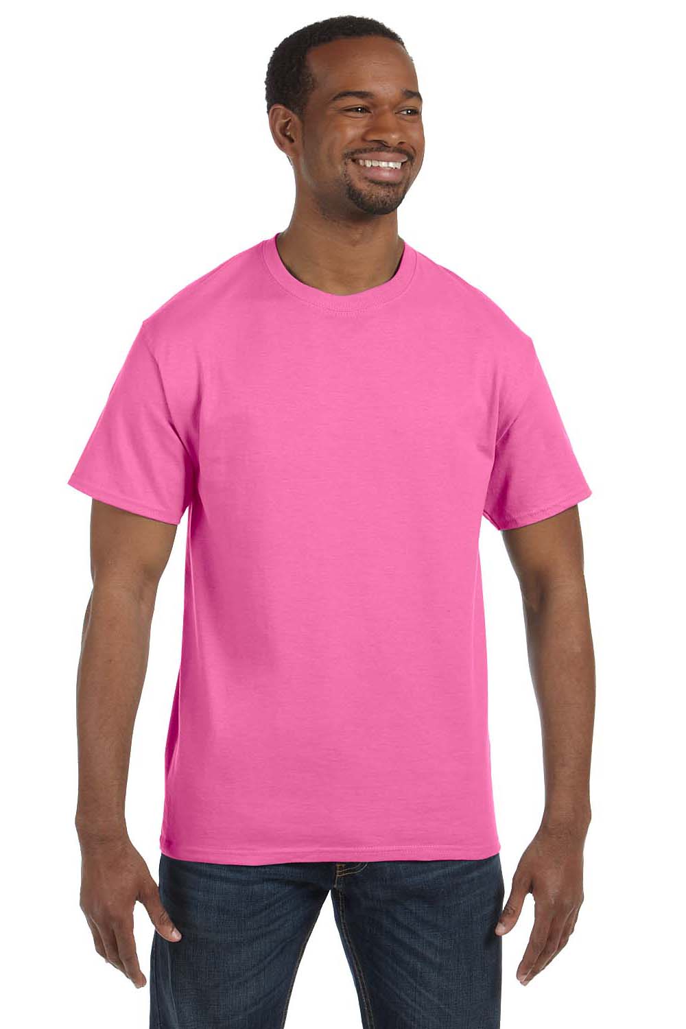 Hanes 5250T Mens ComfortSoft Short Sleeve Crewneck T-Shirt Pink Front