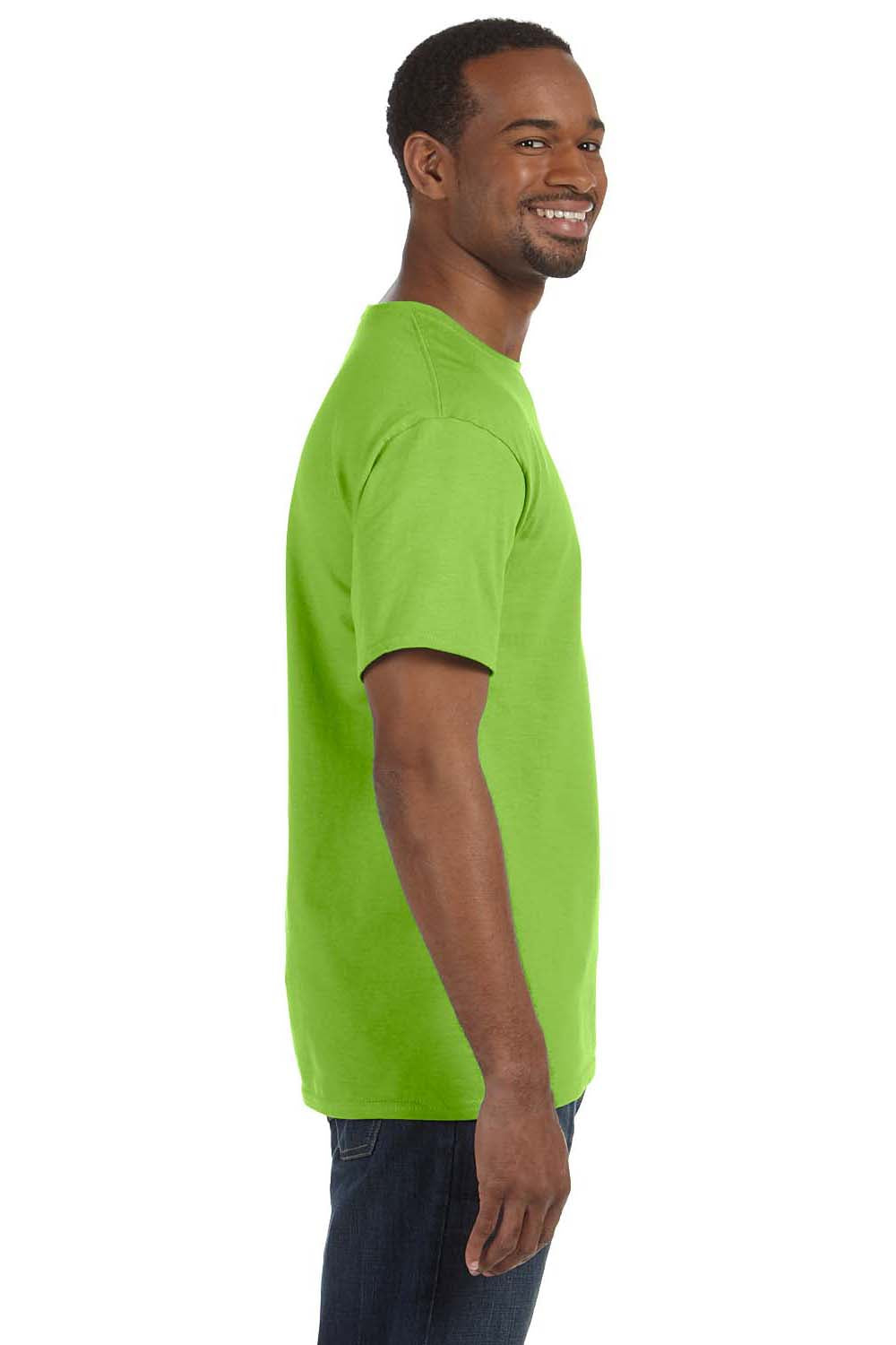 Hanes 5250T Mens ComfortSoft Short Sleeve Crewneck T-Shirt Lime Green Side
