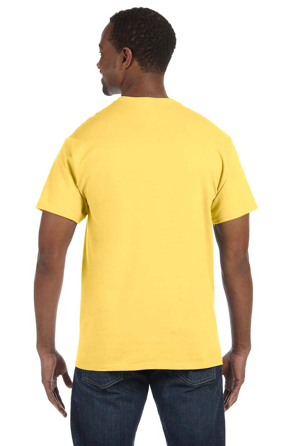 Hanes 5250T Mens ComfortSoft Short Sleeve Crewneck T-Shirt Daffodil Yellow Back
