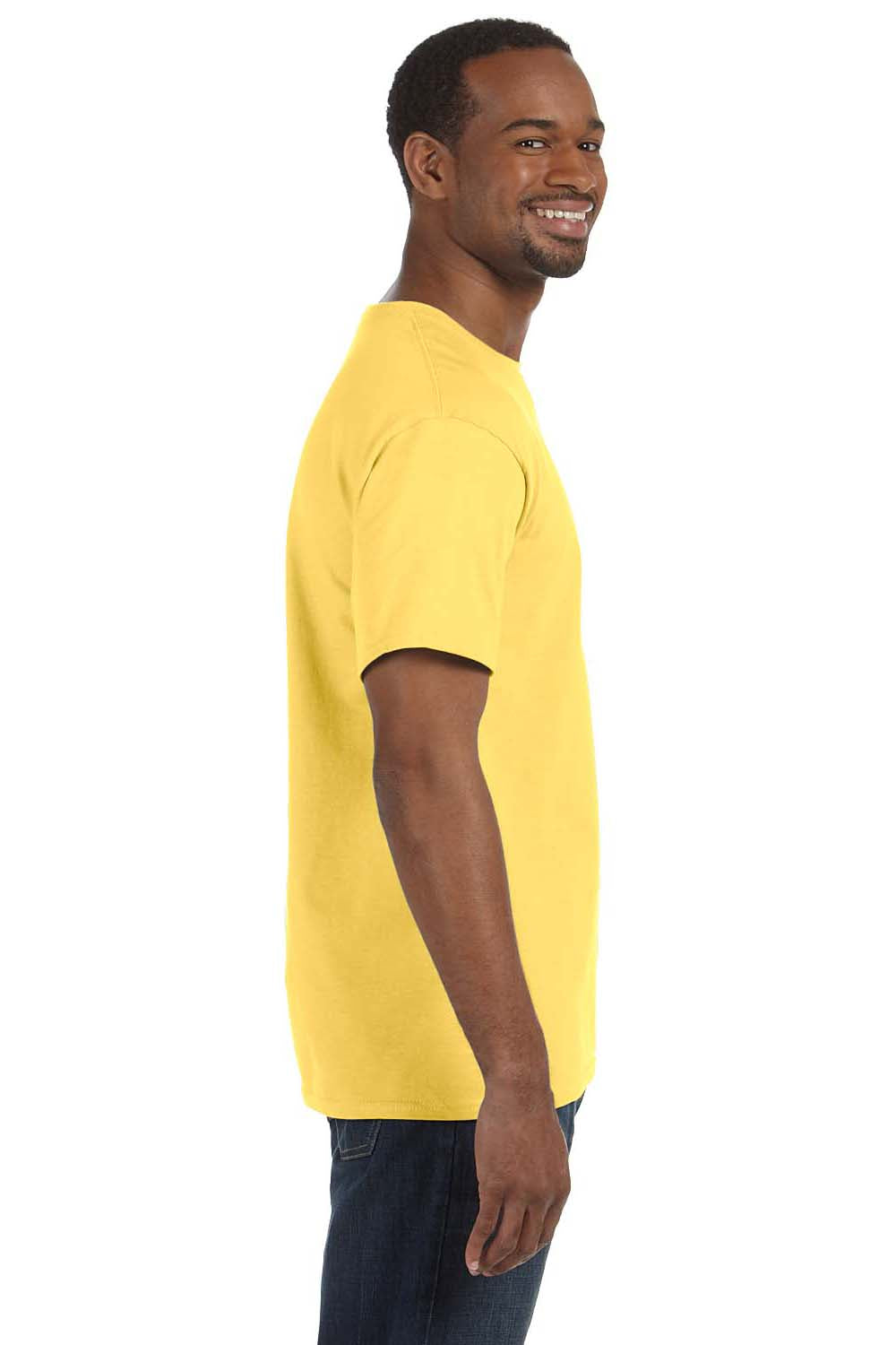 Hanes 5250T Mens ComfortSoft Short Sleeve Crewneck T-Shirt Daffodil Yellow Side