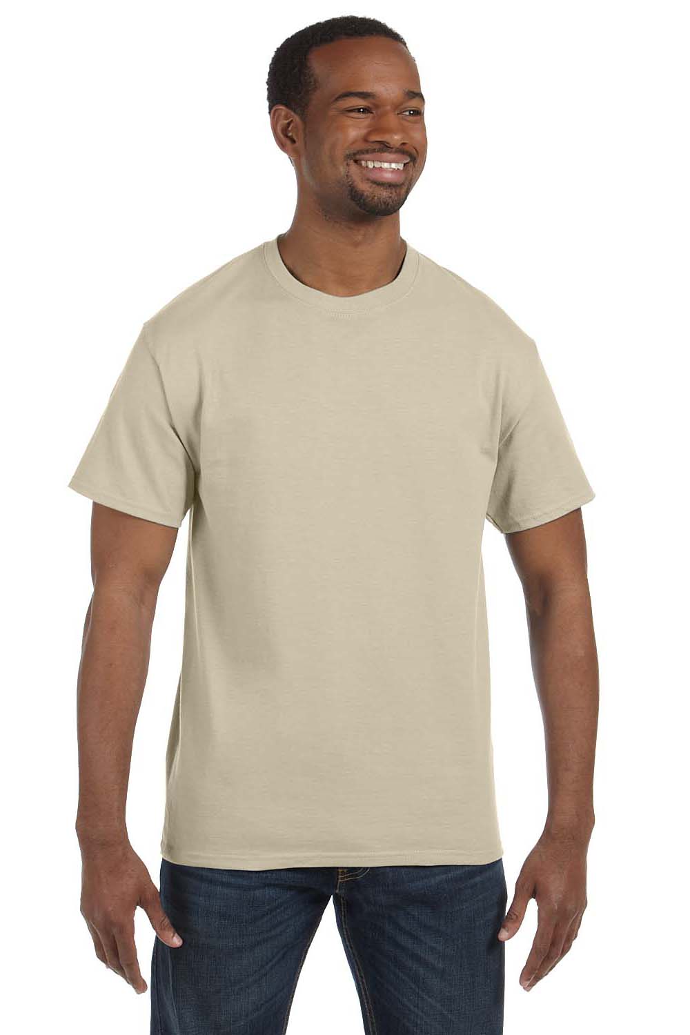 Hanes 5250T Mens ComfortSoft Short Sleeve Crewneck T-Shirt Sand Brown Front
