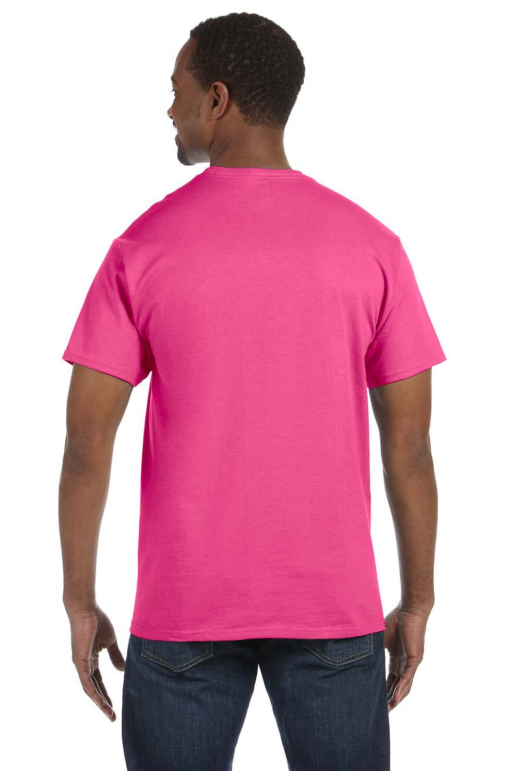 Hanes 5250T Mens ComfortSoft Short Sleeve Crewneck T-Shirt Wow Pink Back
