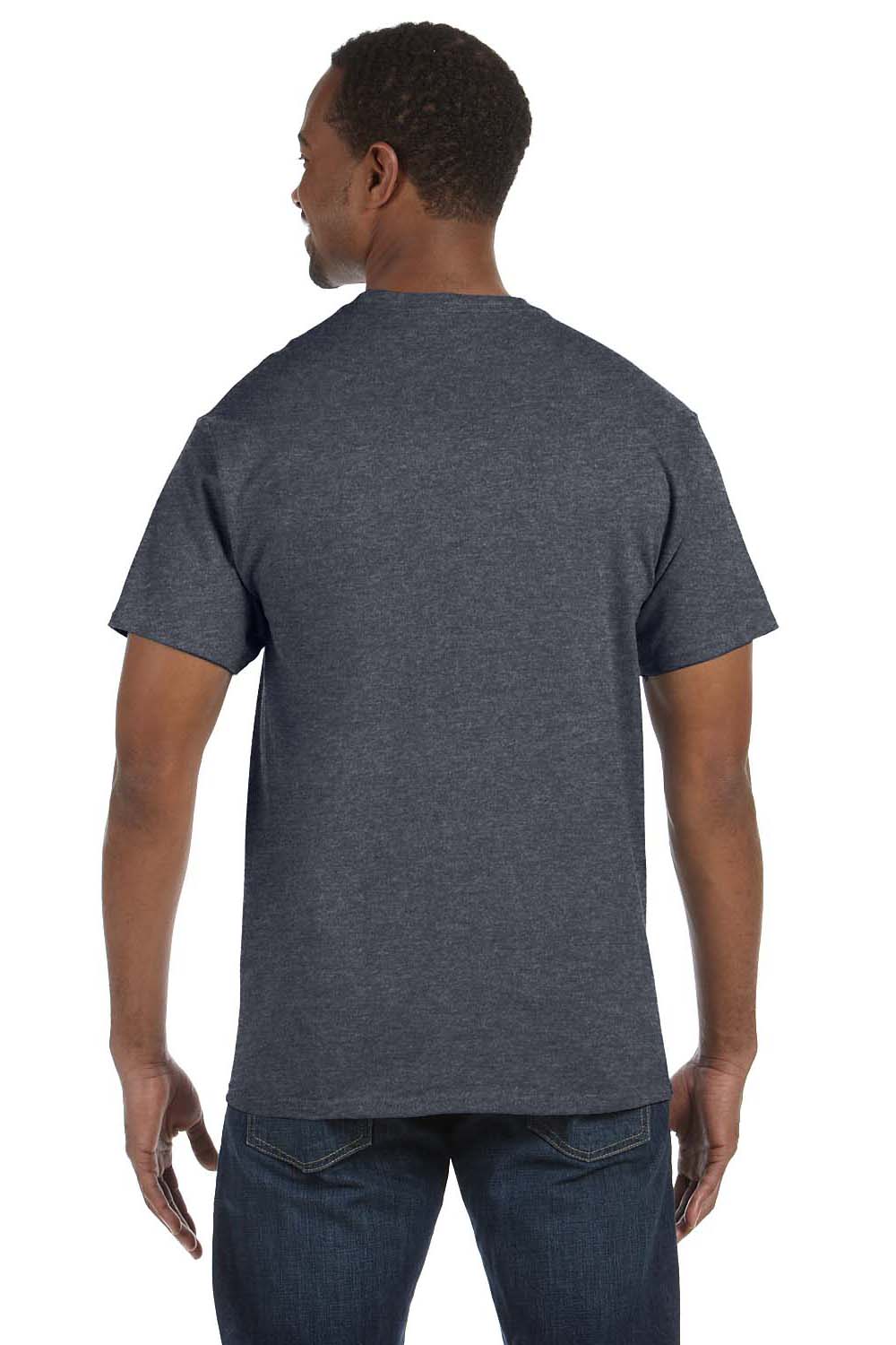 Hanes 5250T Mens ComfortSoft Short Sleeve Crewneck T-Shirt Heather Charcoal Grey Back