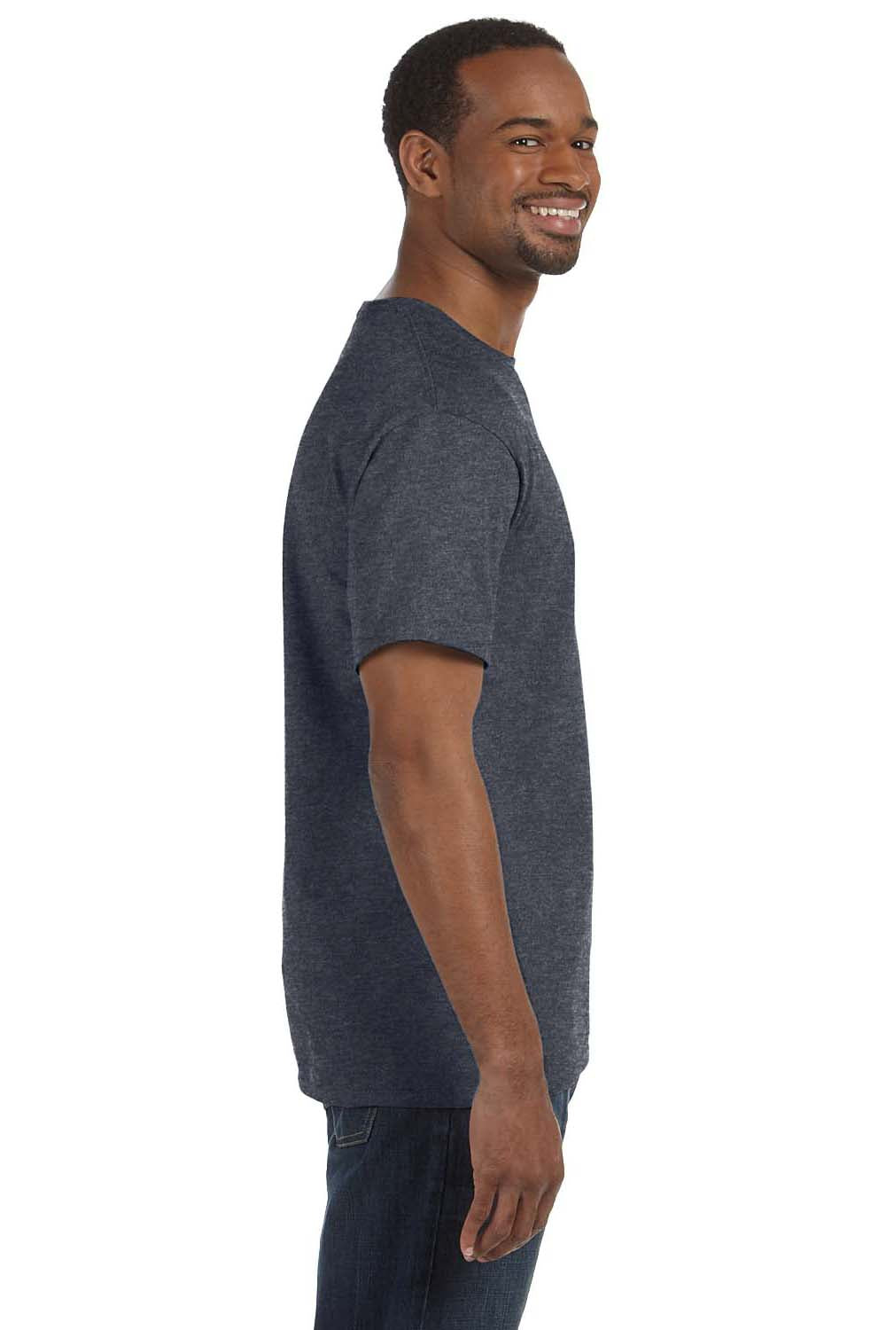 Hanes 5250T Mens ComfortSoft Short Sleeve Crewneck T-Shirt Heather Charcoal Grey Side