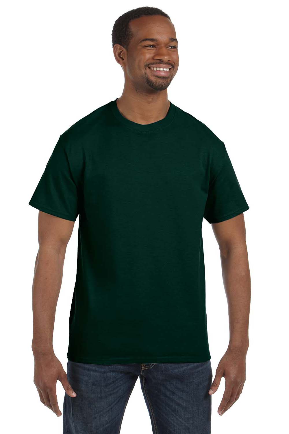Hanes 5250T Mens ComfortSoft Short Sleeve Crewneck T-Shirt Forest Green Front