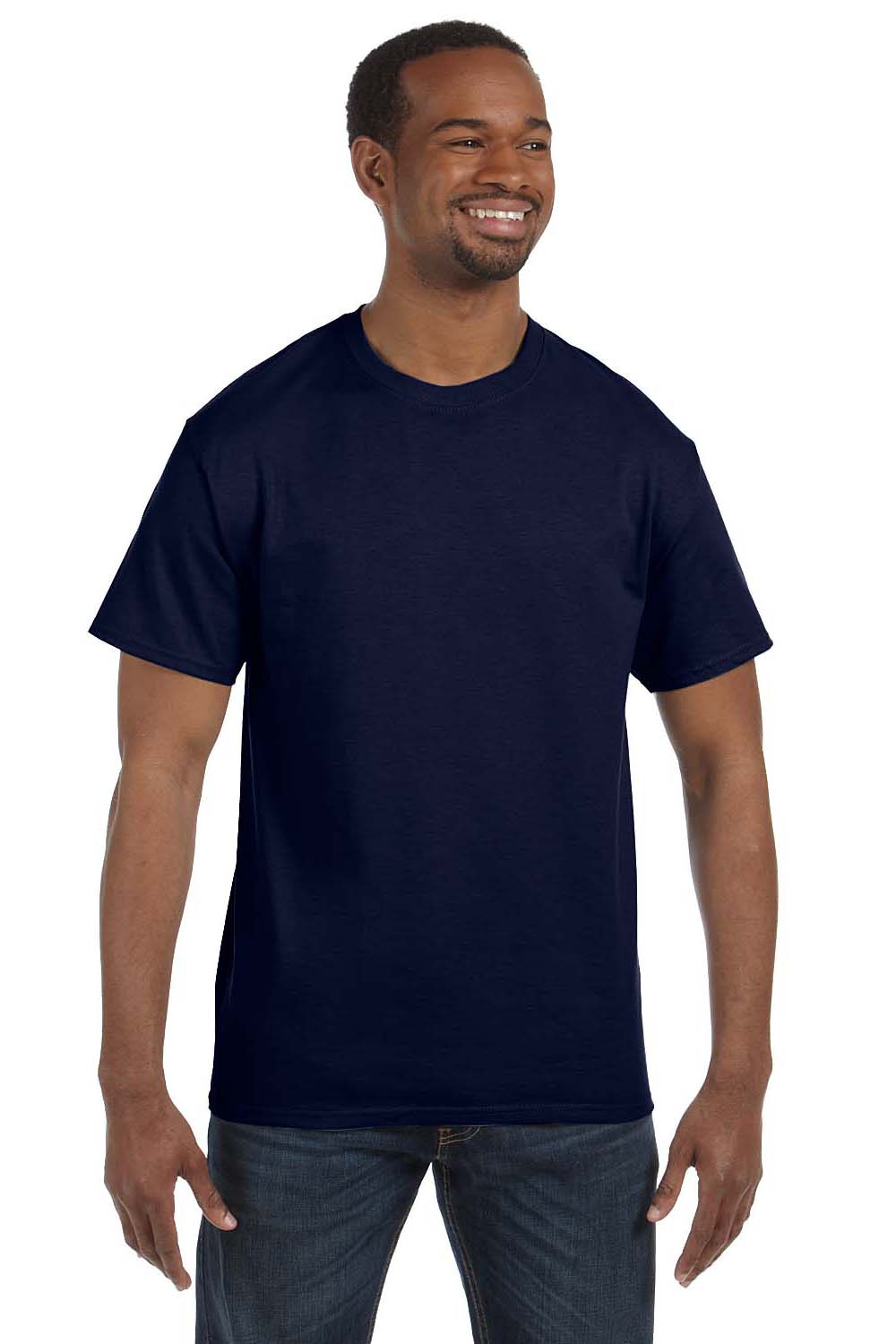 Hanes 5250T Mens ComfortSoft Short Sleeve Crewneck T-Shirt Navy Blue Front