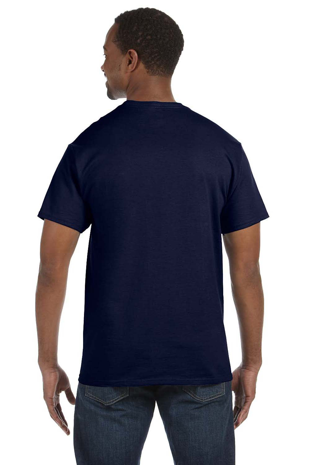 Hanes 5250T Mens ComfortSoft Short Sleeve Crewneck T-Shirt Navy Blue Back