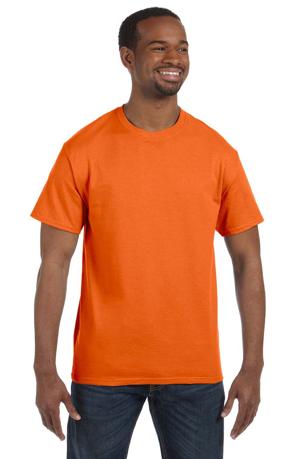 Hanes 5250T Mens ComfortSoft Short Sleeve Crewneck T-Shirt Orange Front