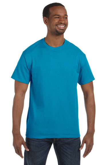 Hanes 5250T Mens ComfortSoft Short Sleeve Crewneck T-Shirt Teal Blue Front