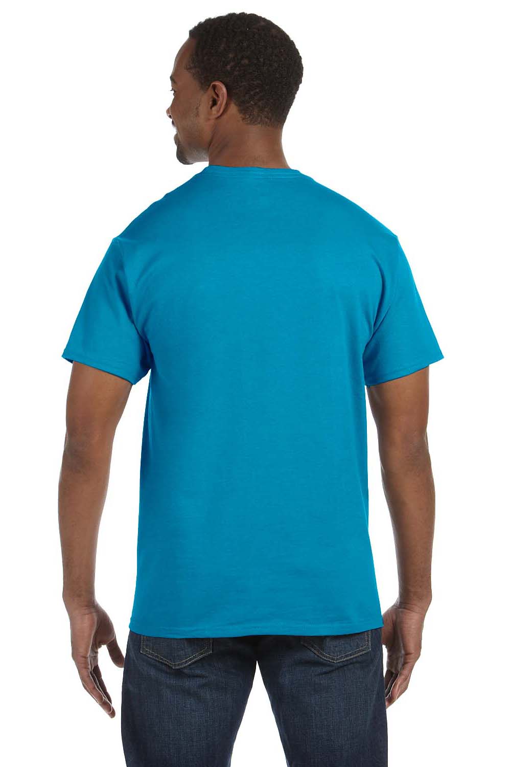 Hanes 5250T Mens ComfortSoft Short Sleeve Crewneck T-Shirt Teal Blue Back