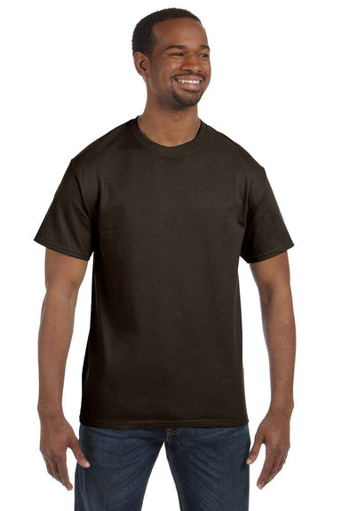 Hanes 5250T Mens ComfortSoft Short Sleeve Crewneck T-Shirt Chocolate Brown Front
