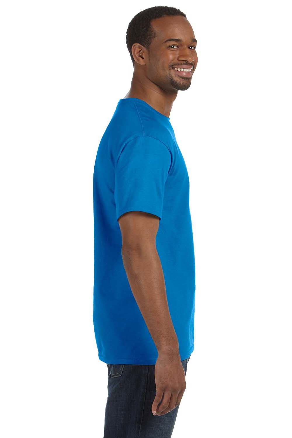 Hanes 5250T Mens ComfortSoft Short Sleeve Crewneck T-Shirt Sapphire Blue Side
