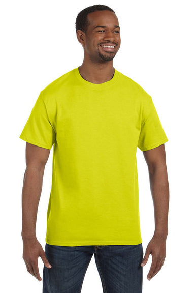 Hanes 5250T Mens ComfortSoft Short Sleeve Crewneck T-Shirt Safety Green Front