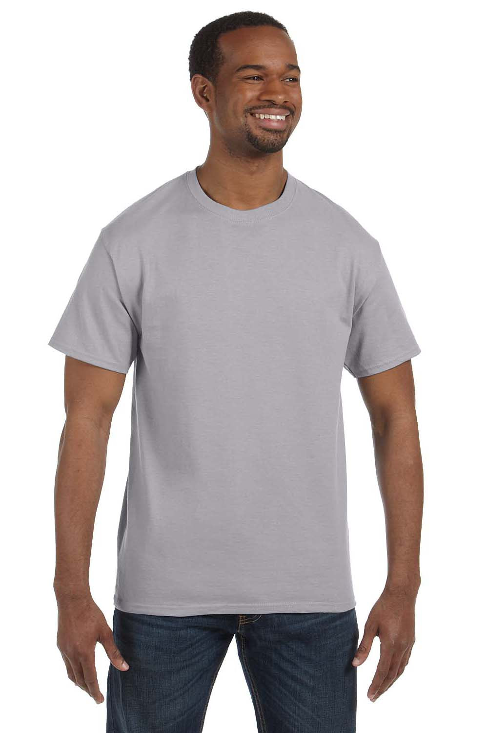 Hanes 5250T Mens ComfortSoft Short Sleeve Crewneck T-Shirt Oxford Grey Front