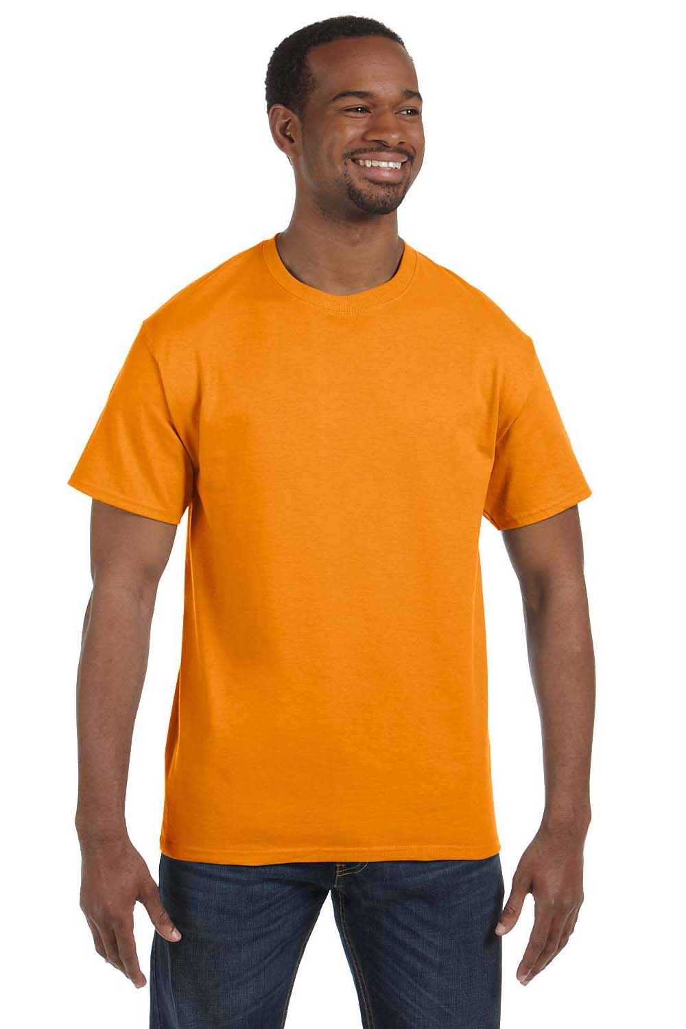 Hanes 5250T Mens ComfortSoft Short Sleeve Crewneck T-Shirt Safety Orange Front