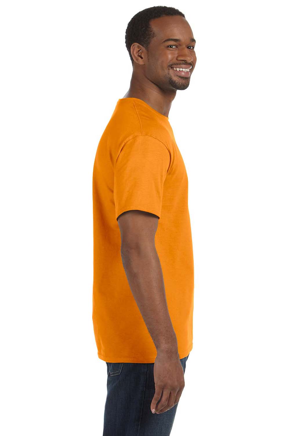 Hanes 5250T Mens ComfortSoft Short Sleeve Crewneck T-Shirt Safety Orange Side