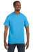 Hanes 5250T Mens ComfortSoft Short Sleeve Crewneck T-Shirt Aquatic Blue Front