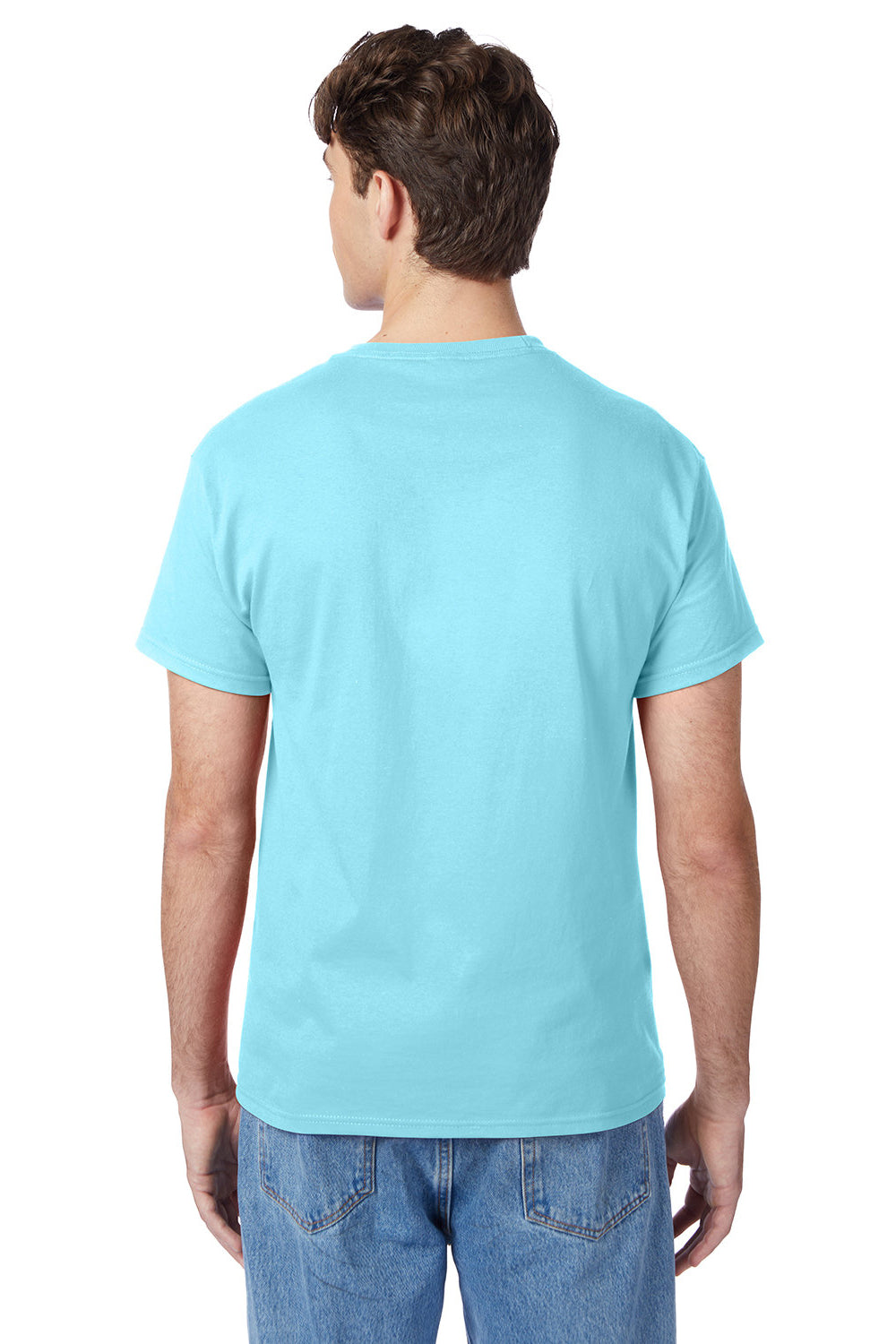 Hanes 5250/5250T Mens ComfortSoft Short Sleeve Crewneck T-Shirt Clean Mint Blue Back