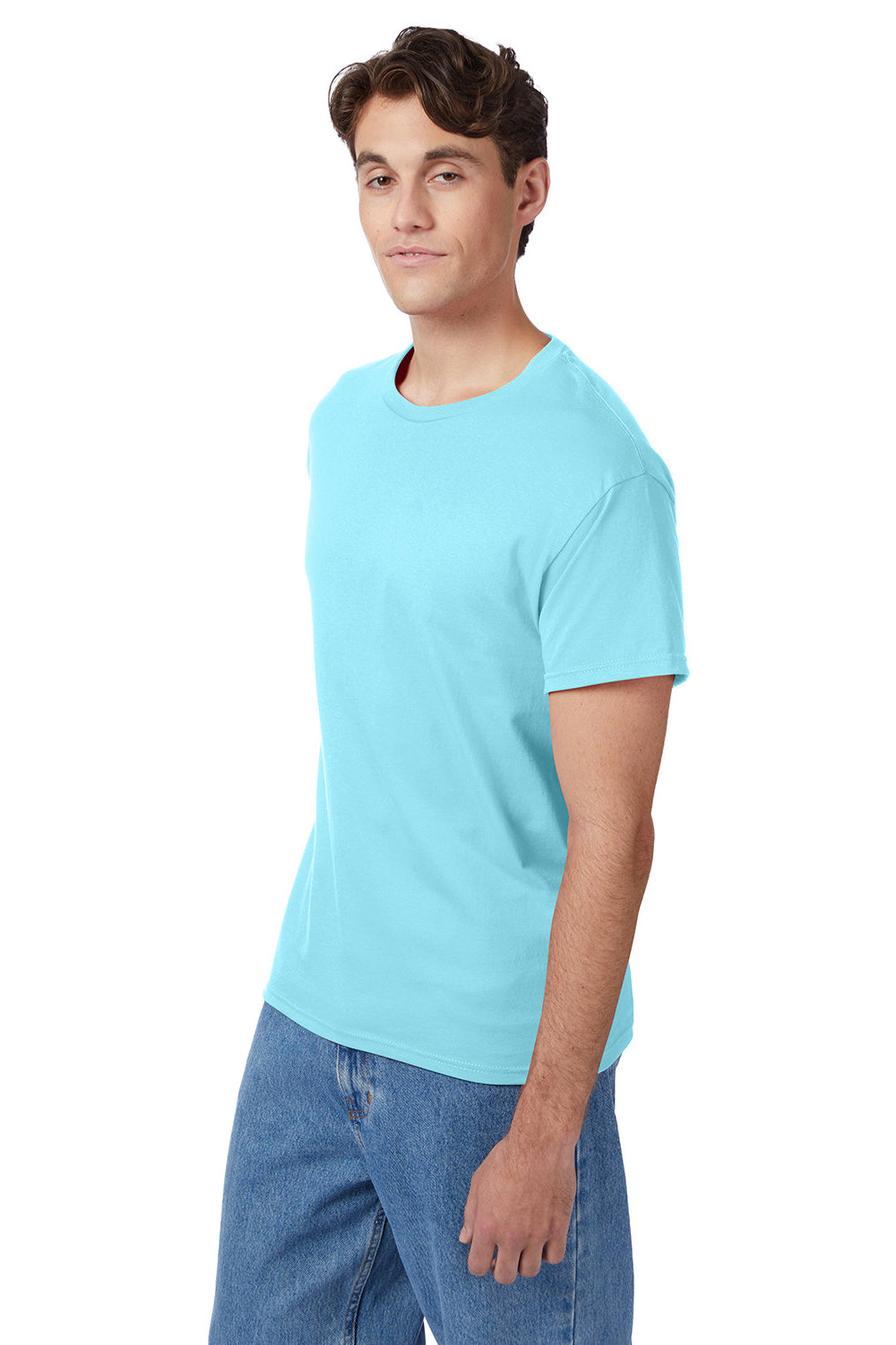 Hanes 5250/5250T Mens ComfortSoft Short Sleeve Crewneck T-Shirt Clean Mint Blue 3Q