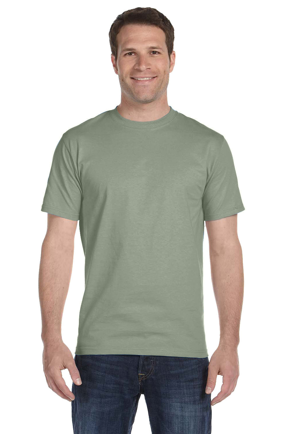 Hanes 5280 Mens ComfortSoft Short Sleeve Crewneck T-Shirt Stonewashed Green Front