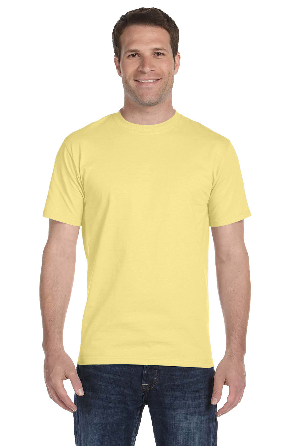 Hanes 5280 Mens ComfortSoft Short Sleeve Crewneck T-Shirt Daffodil Yellow Front