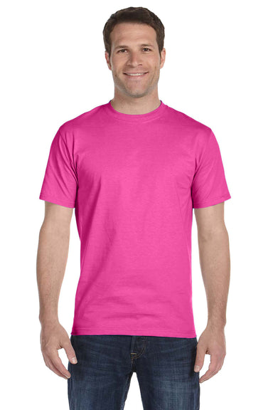 Hanes 5280 Mens ComfortSoft Short Sleeve Crewneck T-Shirt Wow Pink Front