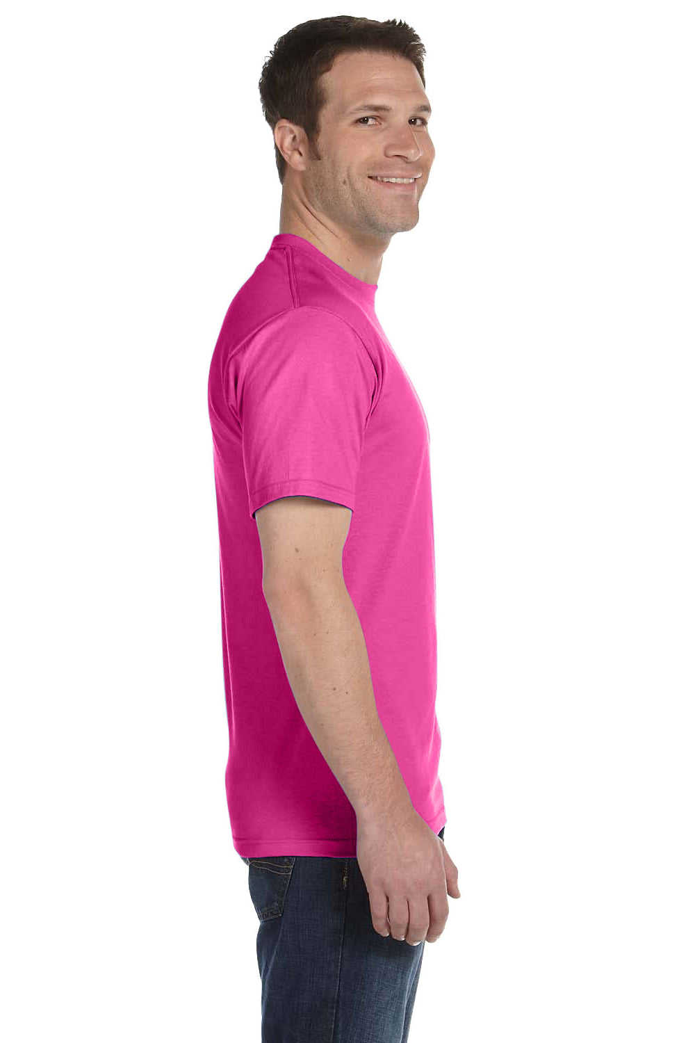 Hanes 5280 Mens ComfortSoft Short Sleeve Crewneck T-Shirt Wow Pink SIde