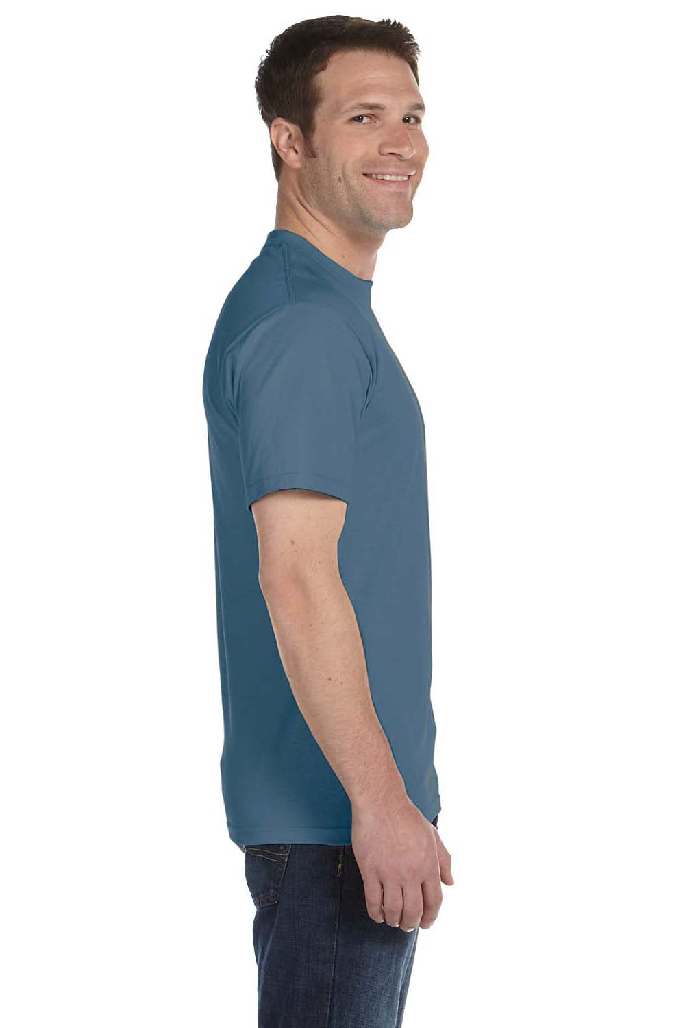 Hanes 5280 Mens ComfortSoft Short Sleeve Crewneck T-Shirt Denim Blue Side
