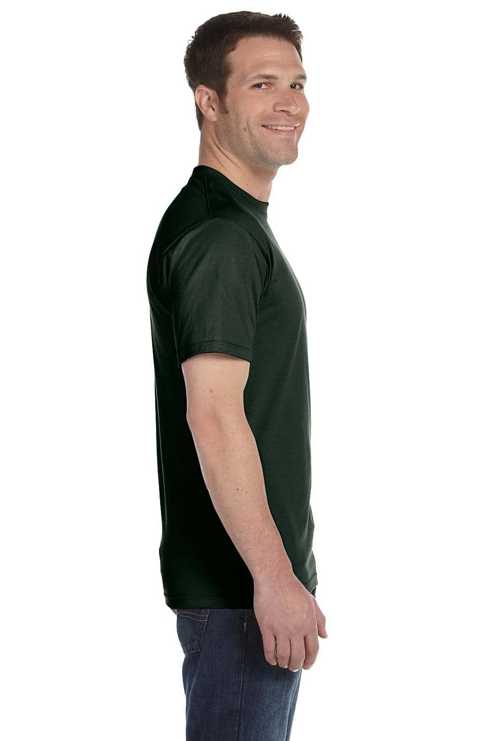 Hanes 5280 Mens ComfortSoft Short Sleeve Crewneck T-Shirt Forest Green Side