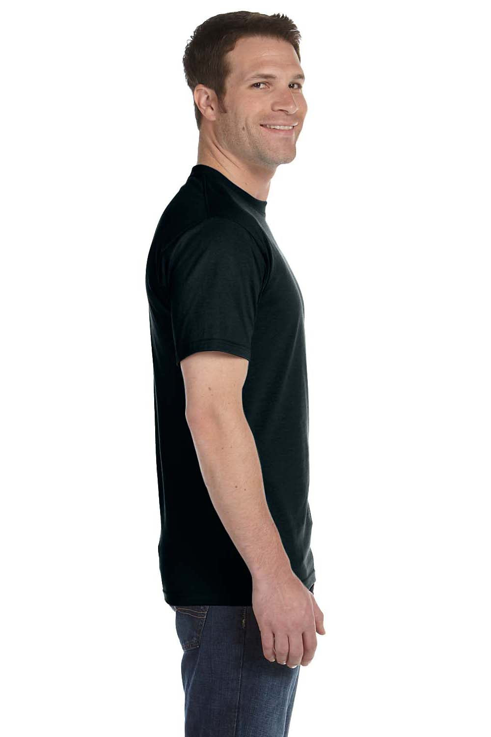 Hanes 5280 Mens ComfortSoft Short Sleeve Crewneck T-Shirt Black Side