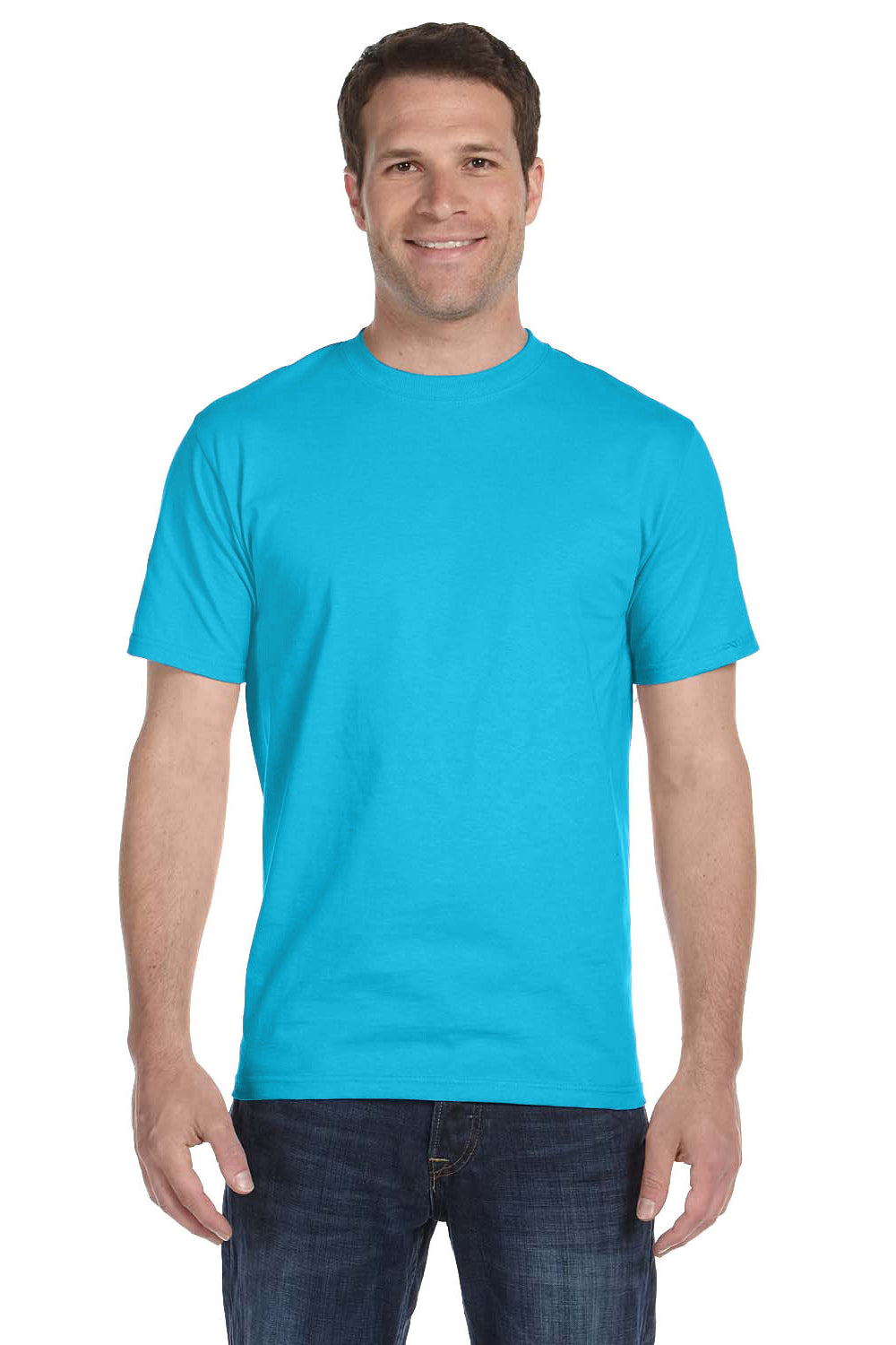 Hanes 5280 Mens ComfortSoft Short Sleeve Crewneck T-Shirt Blue Horizon Front