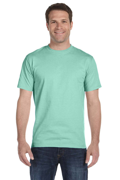 Hanes 5280 Mens ComfortSoft Short Sleeve Crewneck T-Shirt Clean Mint Blue Front