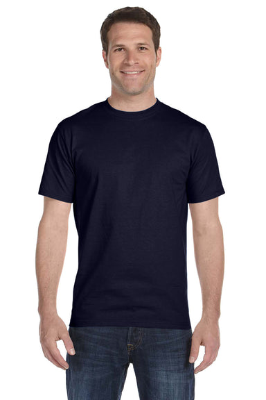 Hanes 5280 Mens ComfortSoft Short Sleeve Crewneck T-Shirt Athletic Navy Blue Front