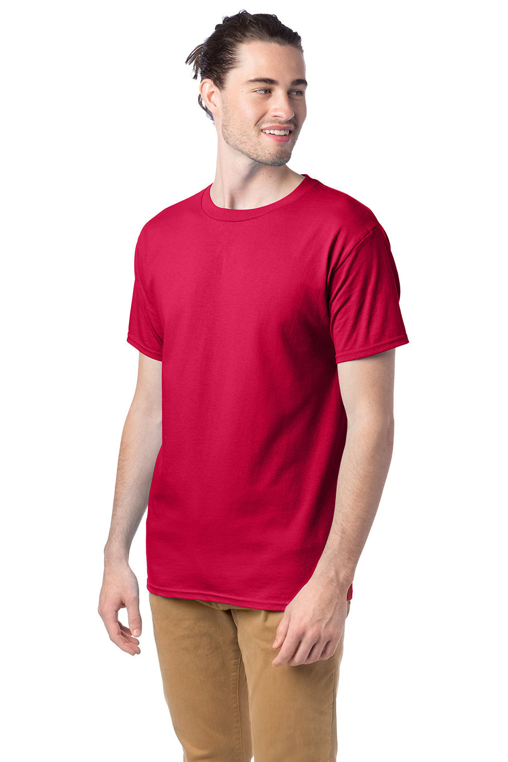 Hanes 5280 Mens ComfortSoft Short Sleeve Crewneck T-Shirt Athletic Crimson Red 3Q