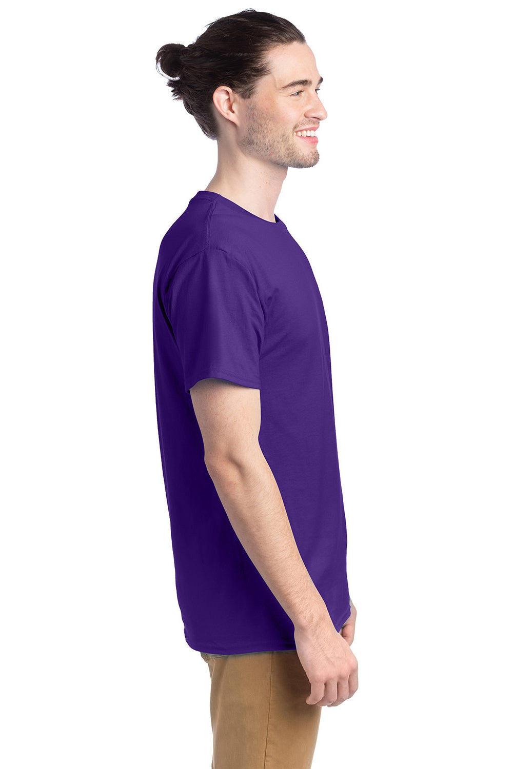 Hanes 5280 Mens ComfortSoft Short Sleeve Crewneck T-Shirt Athletic Purple SIde