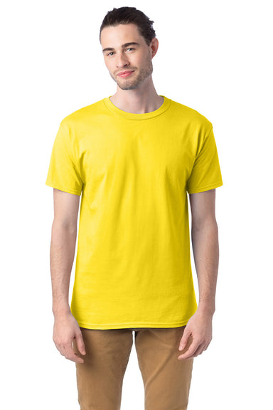 Hanes 5280 Mens ComfortSoft Short Sleeve Crewneck T-Shirt Athletic Yellow Front