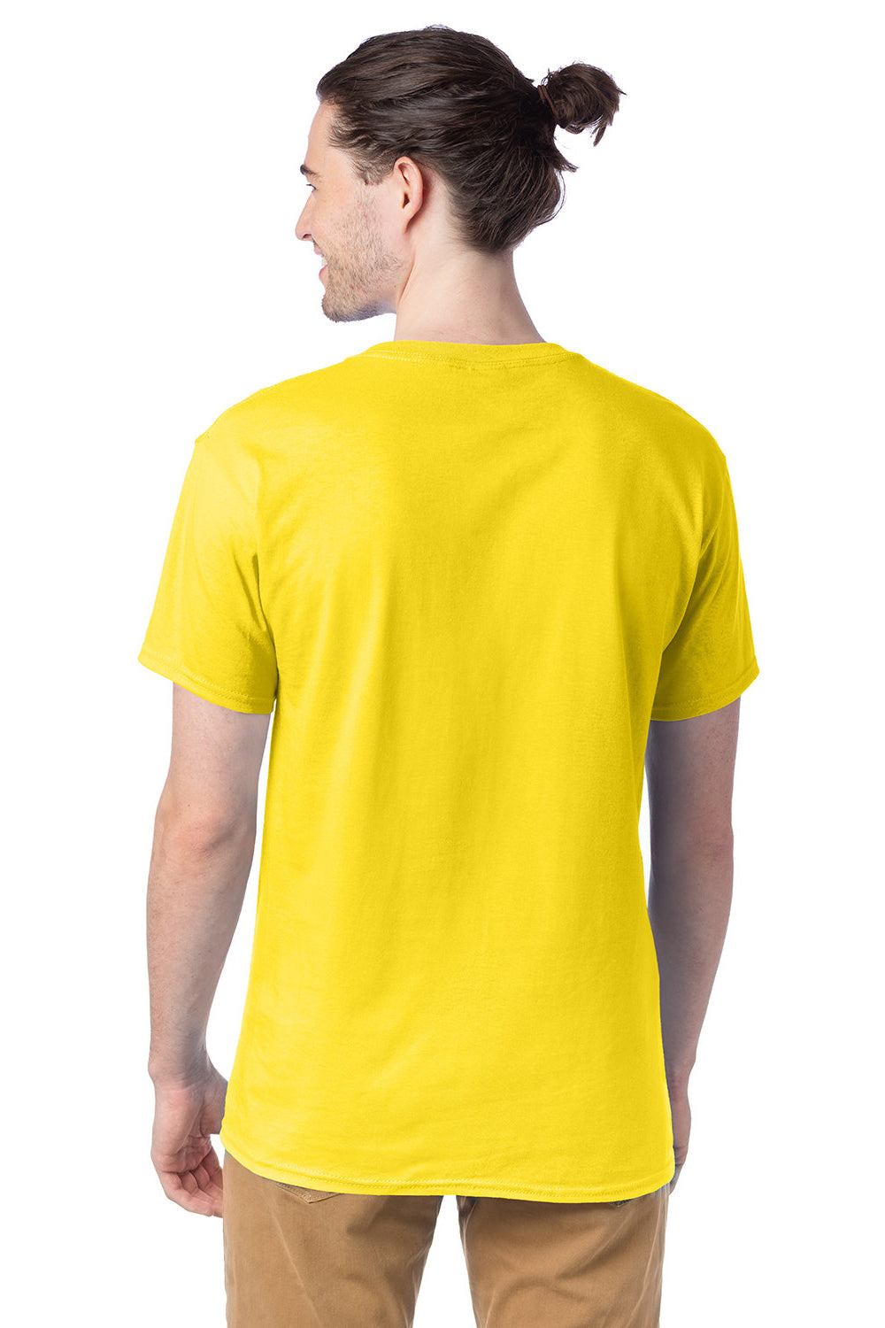 Hanes 5280 Mens ComfortSoft Short Sleeve Crewneck T-Shirt Athletic Yellow Back