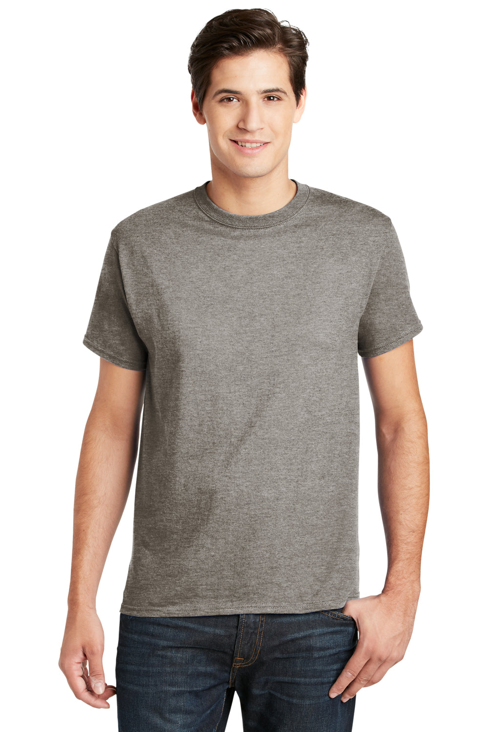 Hanes Mens ComfortSoft Short Sleeve Crewneck T-Shirt Oxford Gray Front