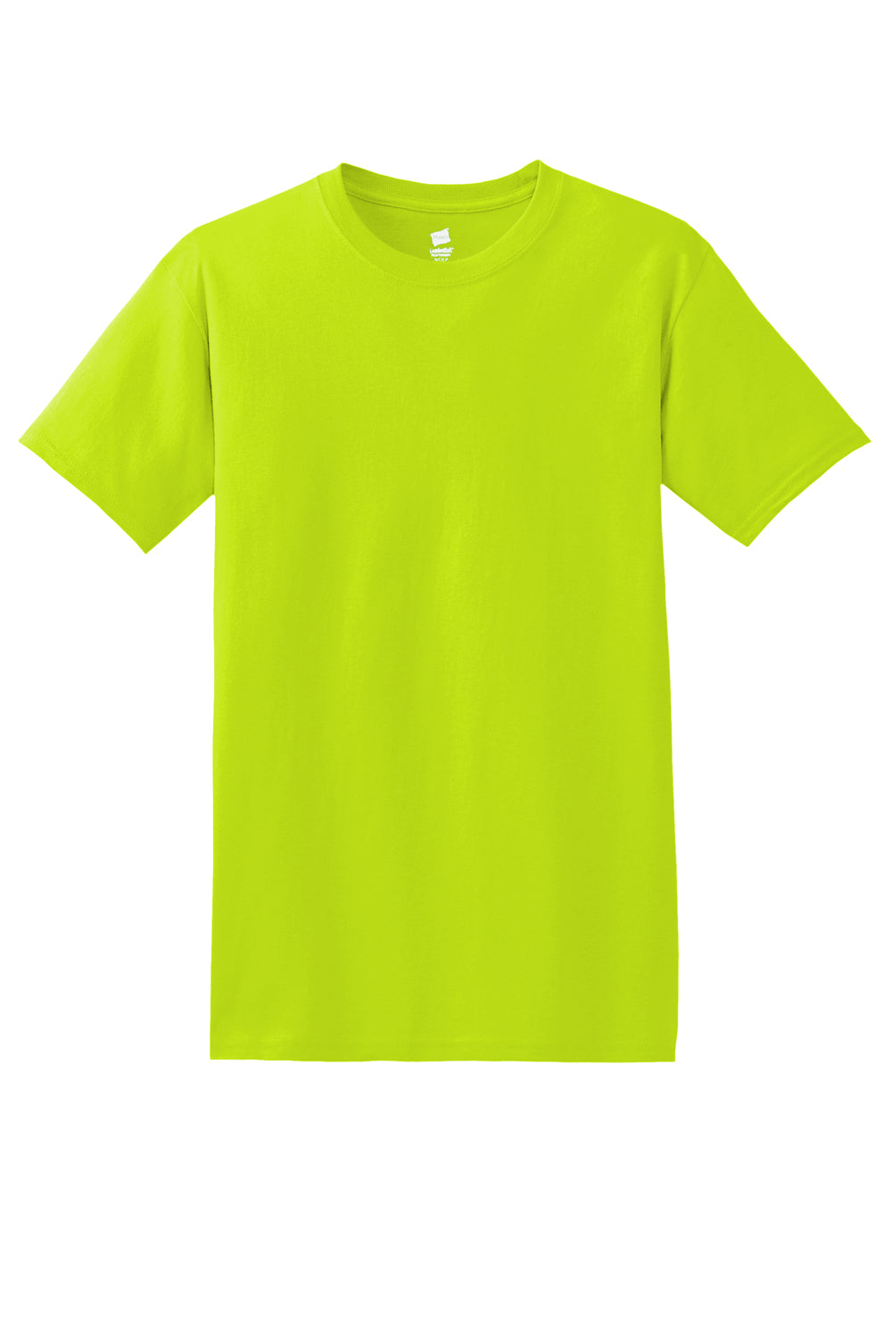 Hanes Mens ComfortSoft Short Sleeve Crewneck T-Shirt Safety Green Flat Front