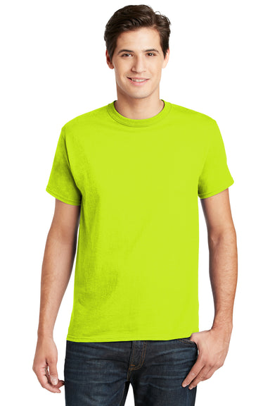 Hanes Mens ComfortSoft Short Sleeve Crewneck T-Shirt Safety Green Front