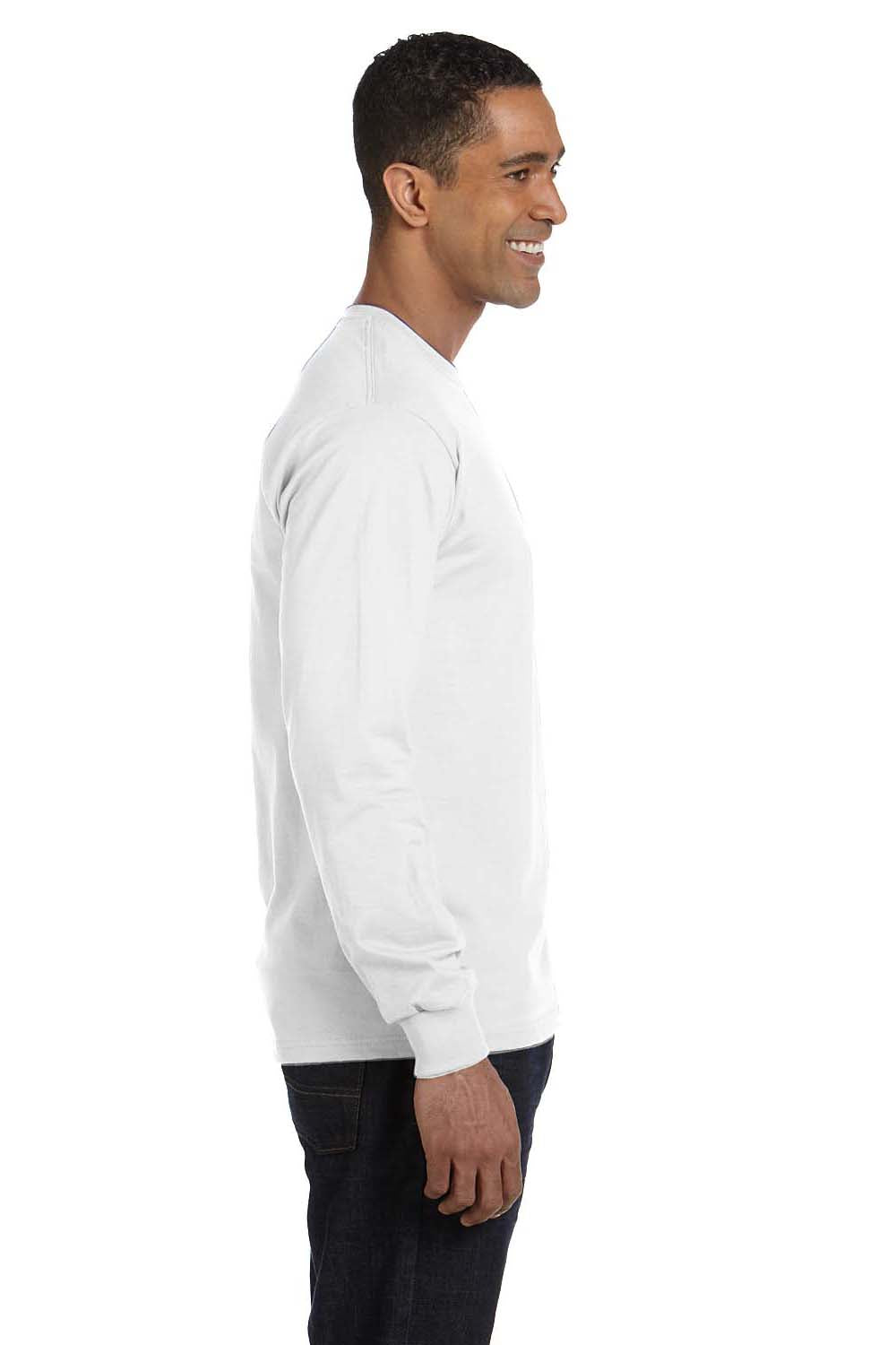 Hanes 5286 Mens ComfortSoft Long Sleeve Crewneck T-Shirt White Side