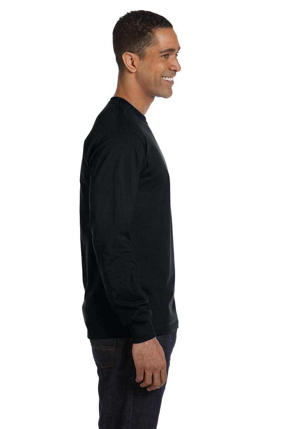 Hanes 5286 Mens ComfortSoft Long Sleeve Crewneck T-Shirt Black Side