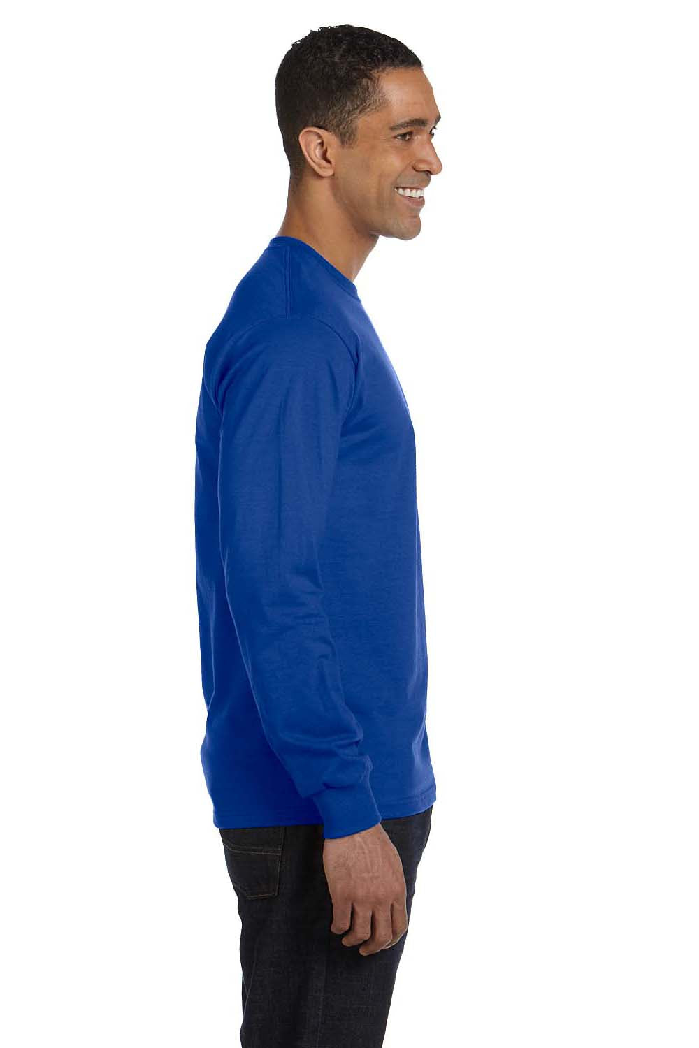 Hanes 5286 Mens ComfortSoft Long Sleeve Crewneck T-Shirt Royal Blue Side