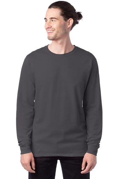 Hanes 5286 Mens ComfortSoft Long Sleeve Crewneck T-Shirt Smoke Grey Front