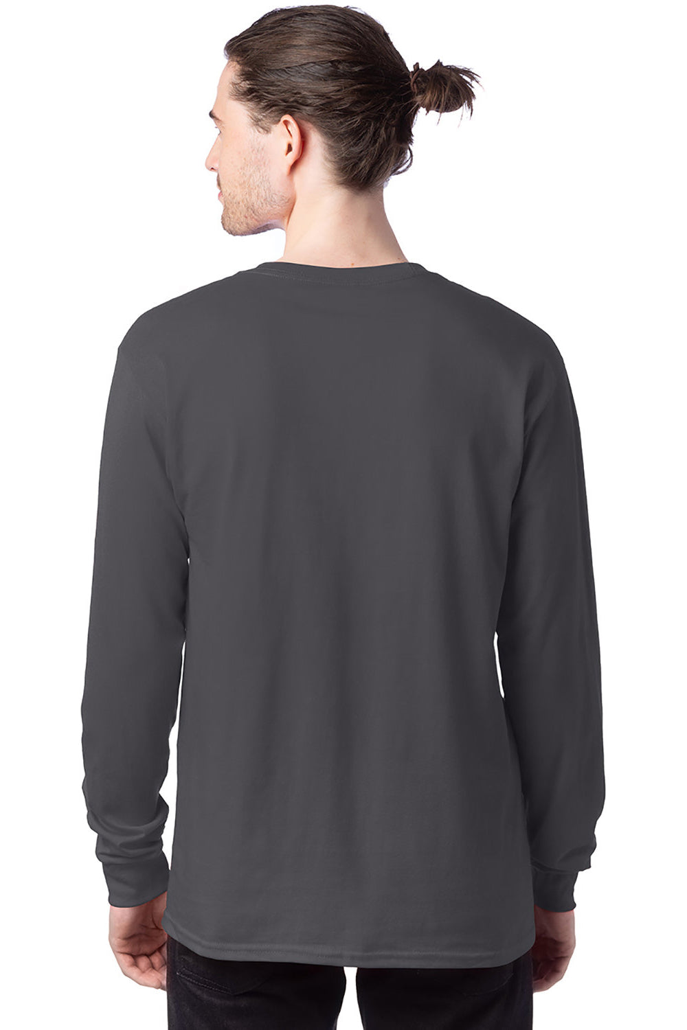 Hanes 5286 Mens ComfortSoft Long Sleeve Crewneck T-Shirt Smoke Grey Back