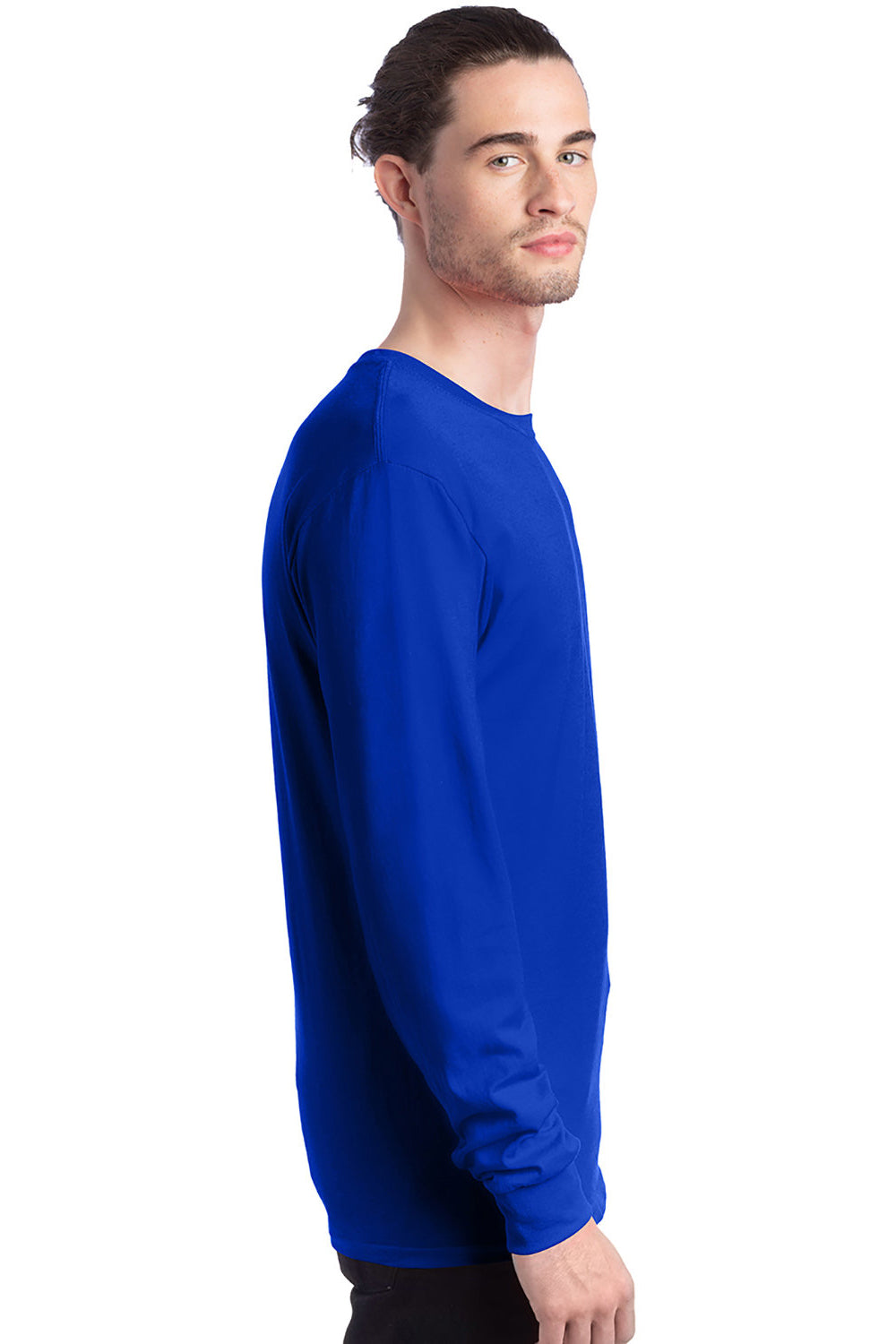Hanes 5286 Mens ComfortSoft Long Sleeve Crewneck T-Shirt Athletic Royal Blue SIde