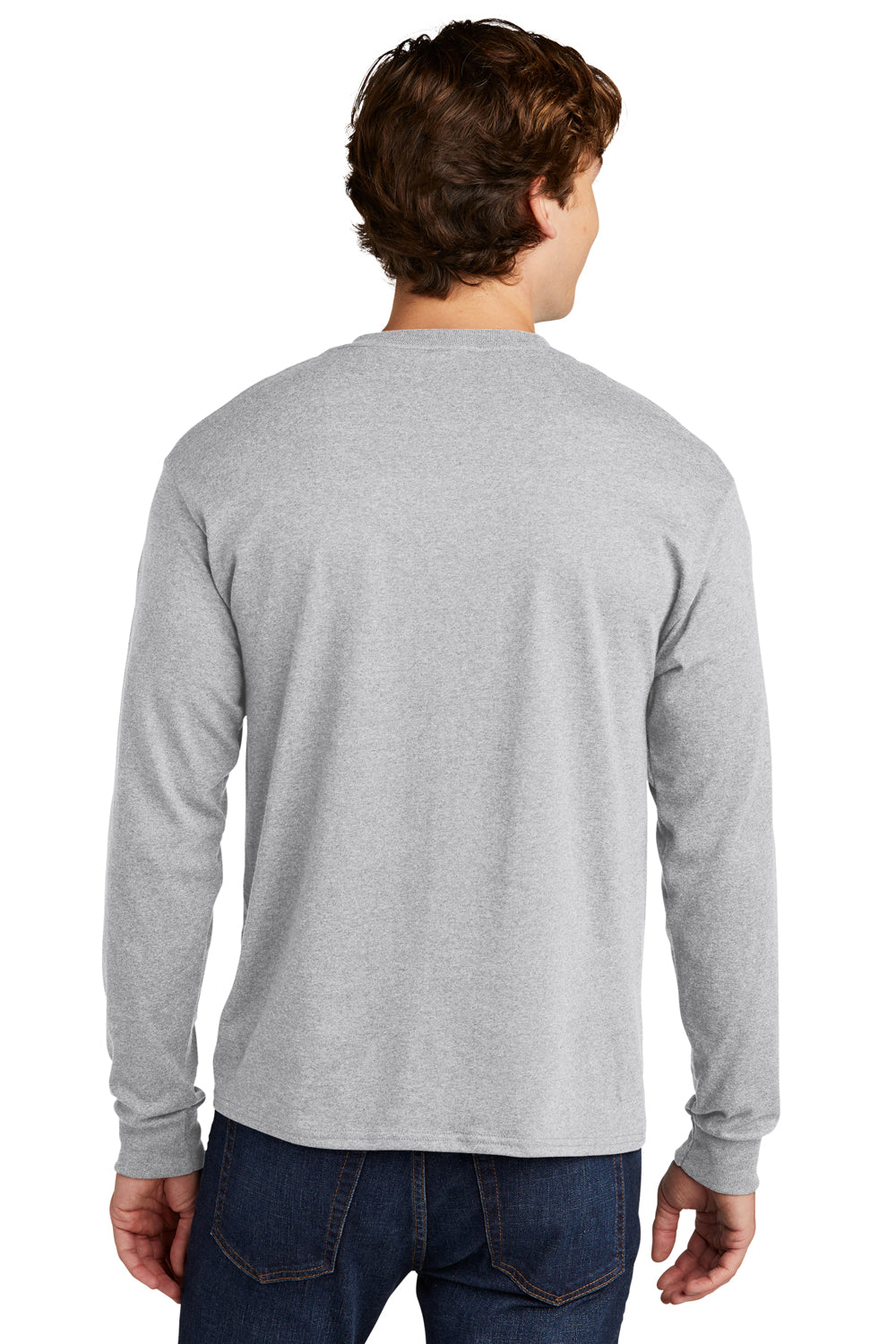 Hanes 5286 Mens ComfortSoft Long Sleeve Crewneck T-Shirt Ash Grey Back