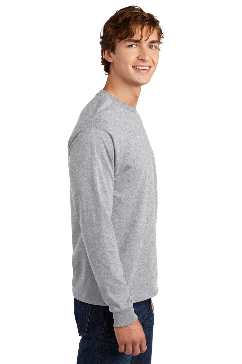 Hanes 5286 Mens ComfortSoft Long Sleeve Crewneck T-Shirt Ash Grey Side