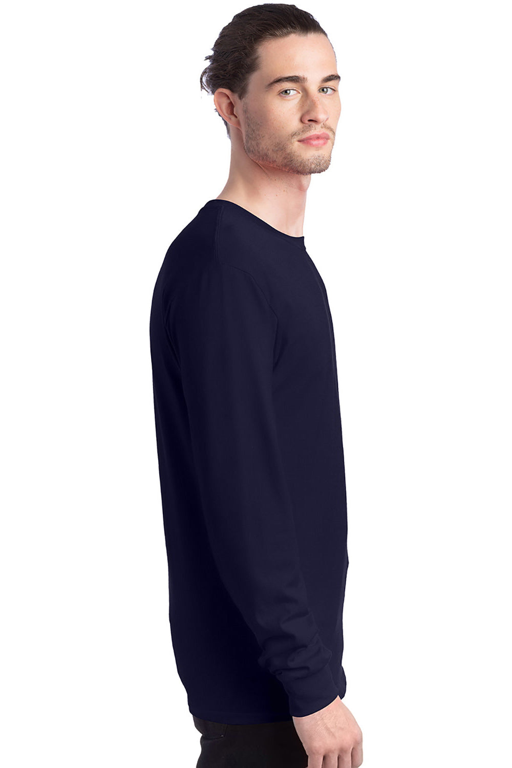 Hanes 5286 Mens ComfortSoft Long Sleeve Crewneck T-Shirt Athletic Navy Blue SIde