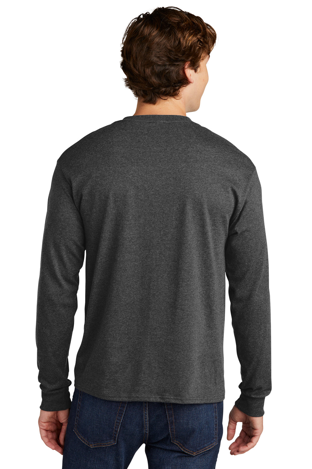 Hanes 5286 Mens ComfortSoft Long Sleeve Crewneck T-Shirt Heather Charcoal Grey Back